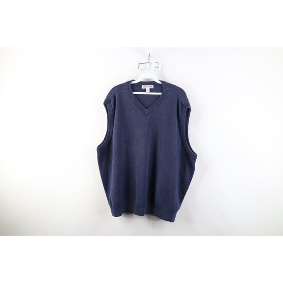 Vintage Other - Vintage 90s Streetwear Mens 2XL Faded Blank Thermal Knit V-Neck Sweater Vest